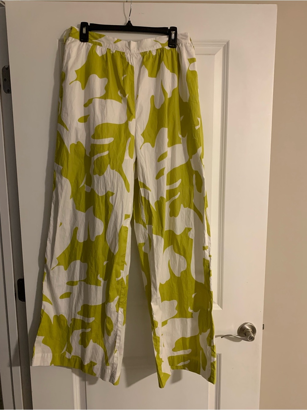Lime Print Wide Leg Pants